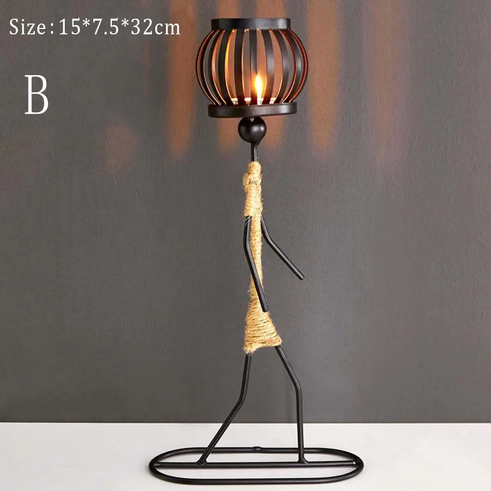 Abstract Metal Candlestick Sculpture