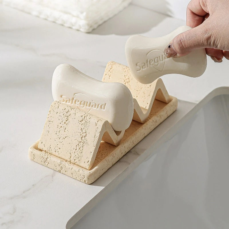 Raw Travertine Draining Soap Dish