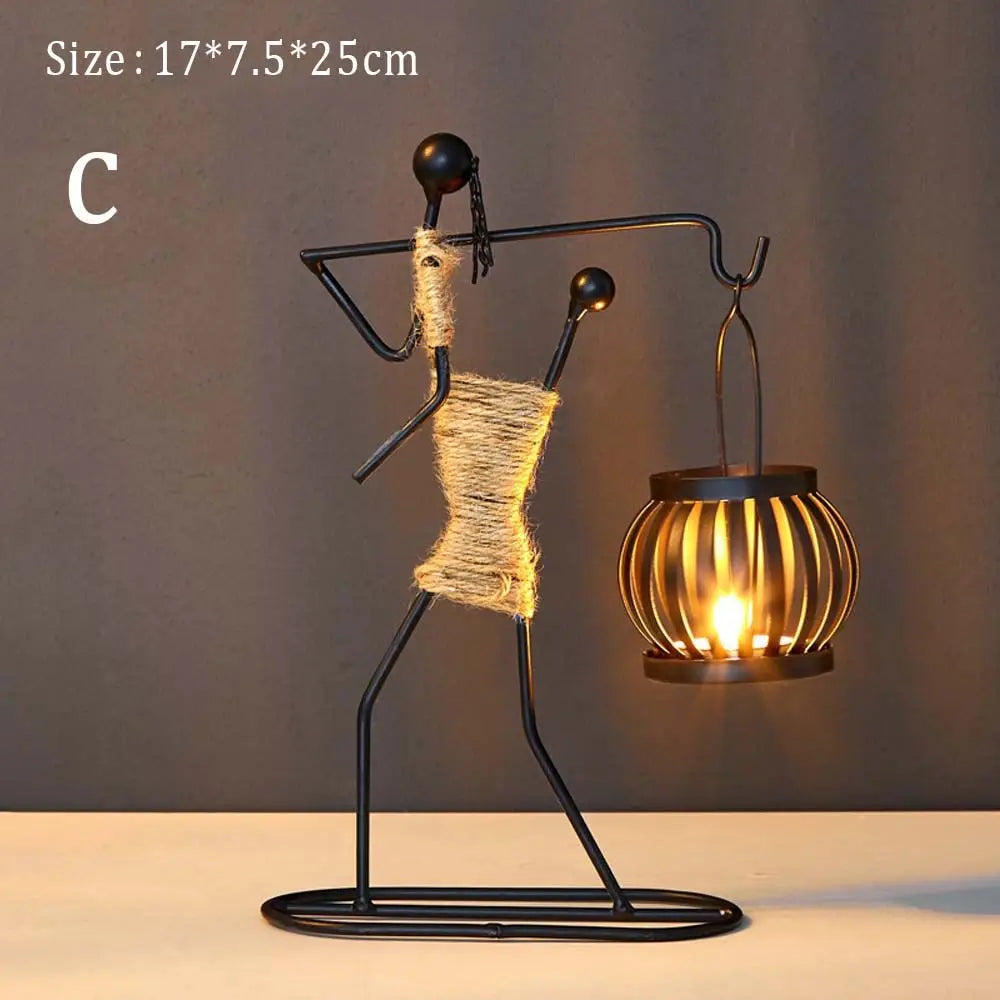 Abstract Metal Candlestick Sculpture