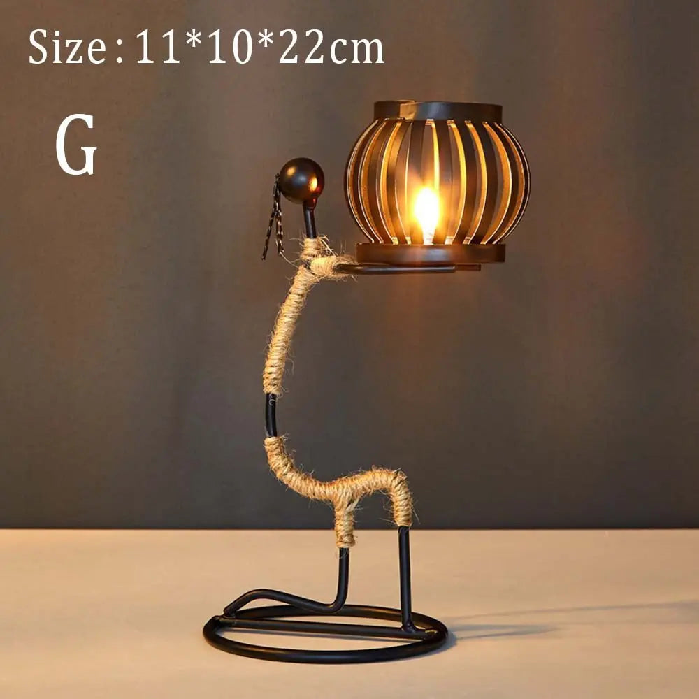 Abstract Metal Candlestick Sculpture