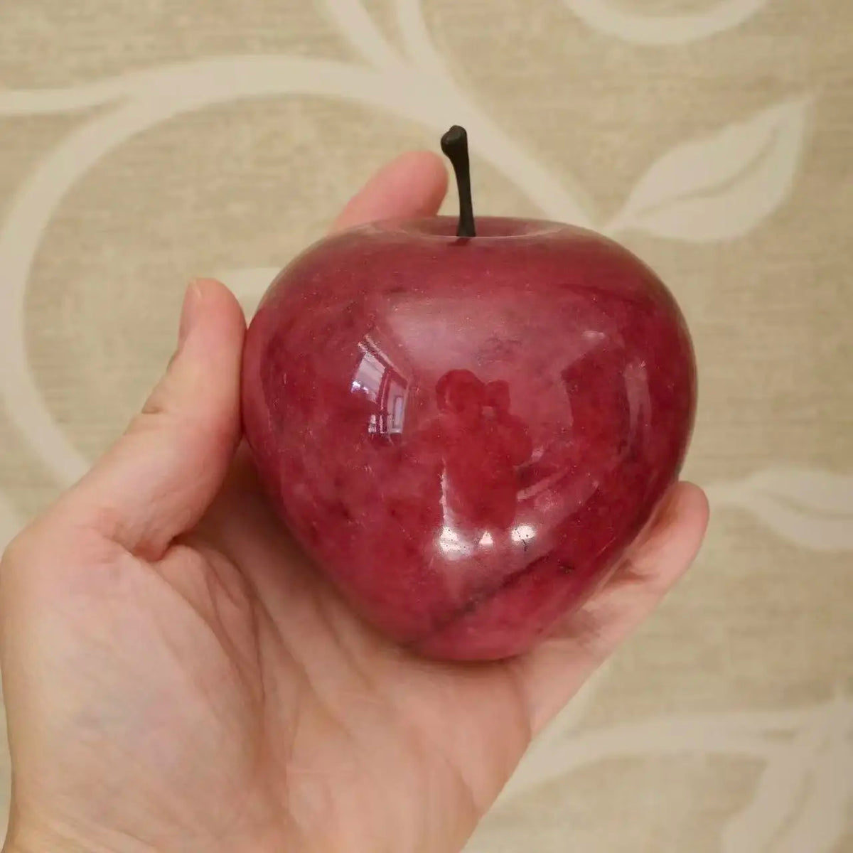 Hand-Carved Crystal Apple Figurine