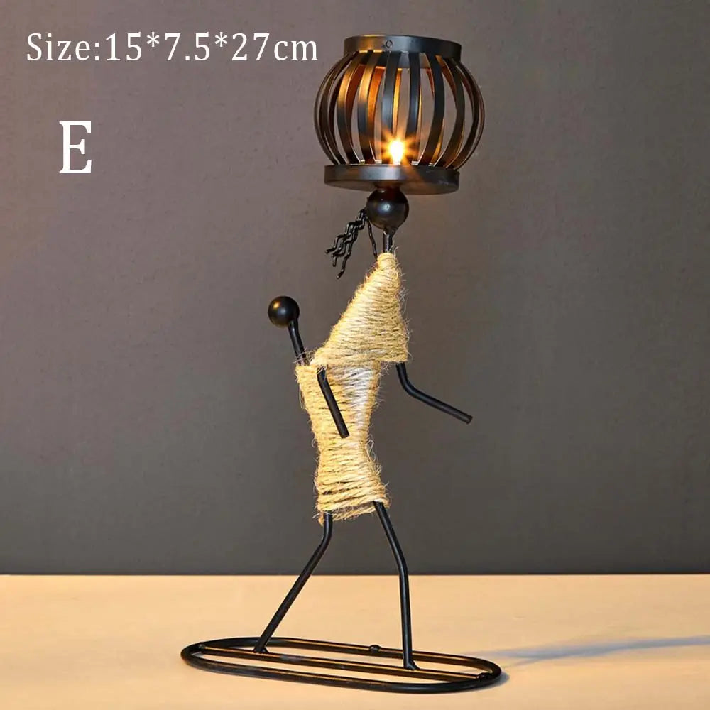 Abstract Metal Candlestick Sculpture