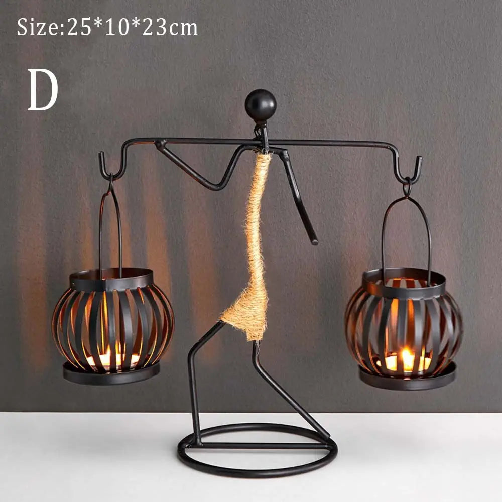 Abstract Metal Candlestick Sculpture