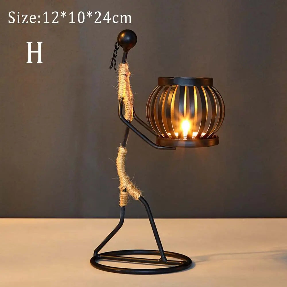 Abstract Metal Candlestick Sculpture