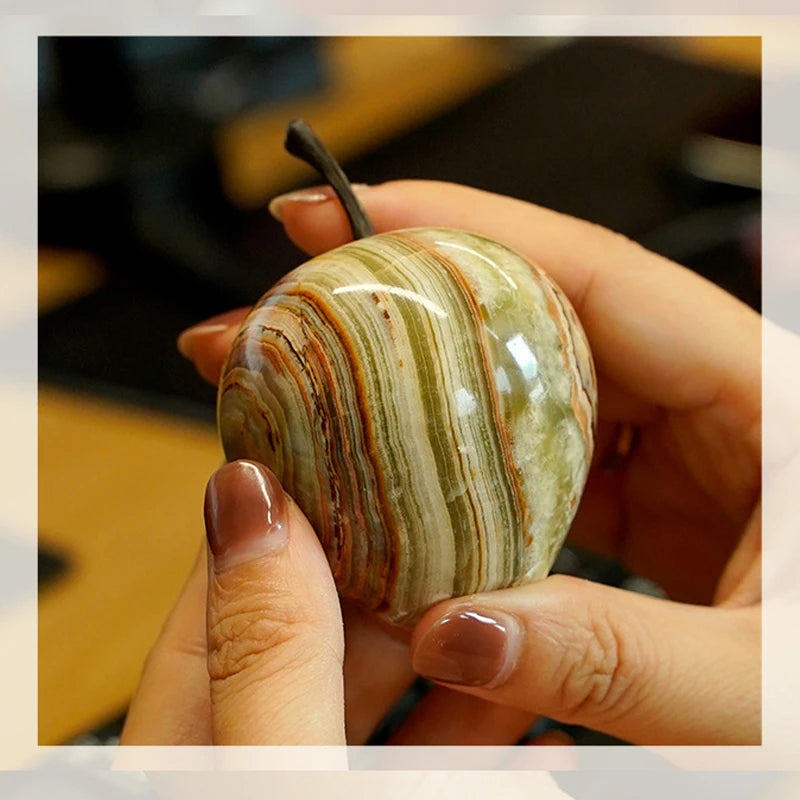 Hand-Carved Crystal Apple Figurine