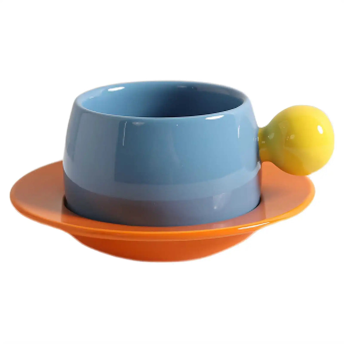 Color Block Ceramic Mug & Saucer Set