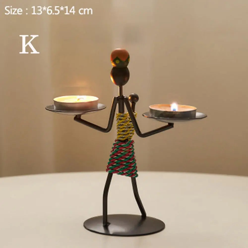 Abstract Metal Candlestick Sculpture