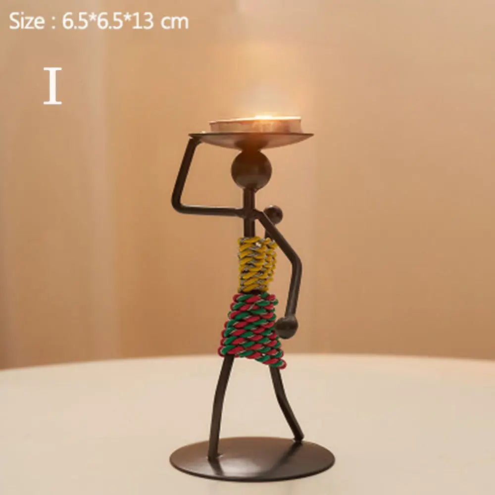 Abstract Metal Candlestick Sculpture