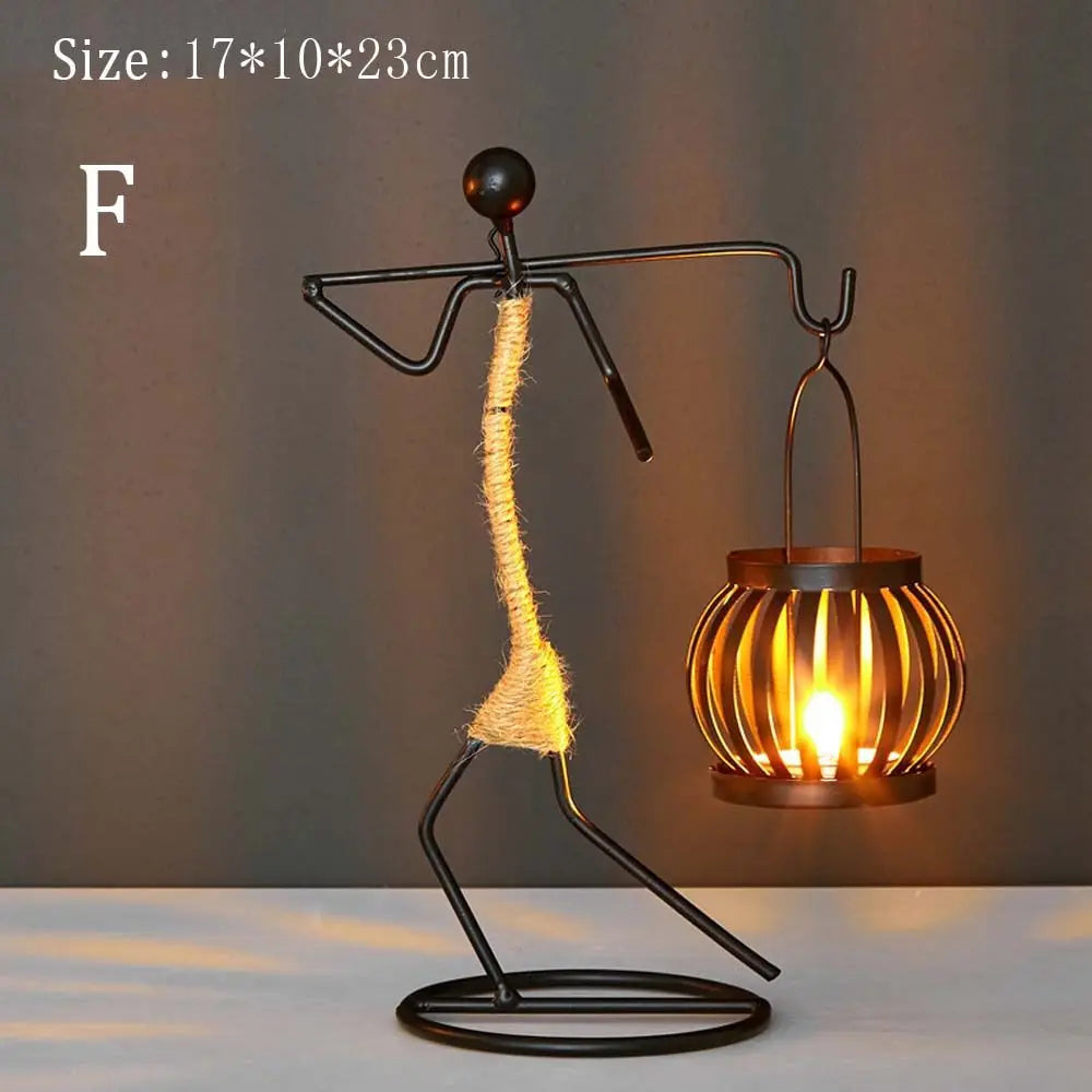Abstract Metal Candlestick Sculpture