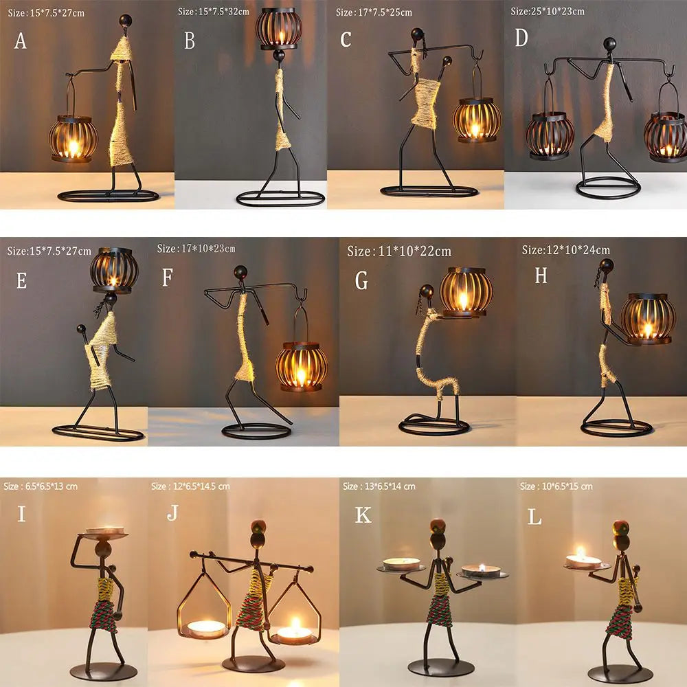 Abstract Metal Candlestick Sculpture