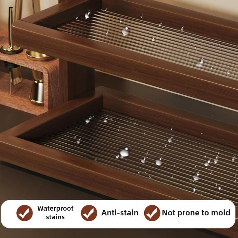 Tiered Bamboo & Acrylic Shelf