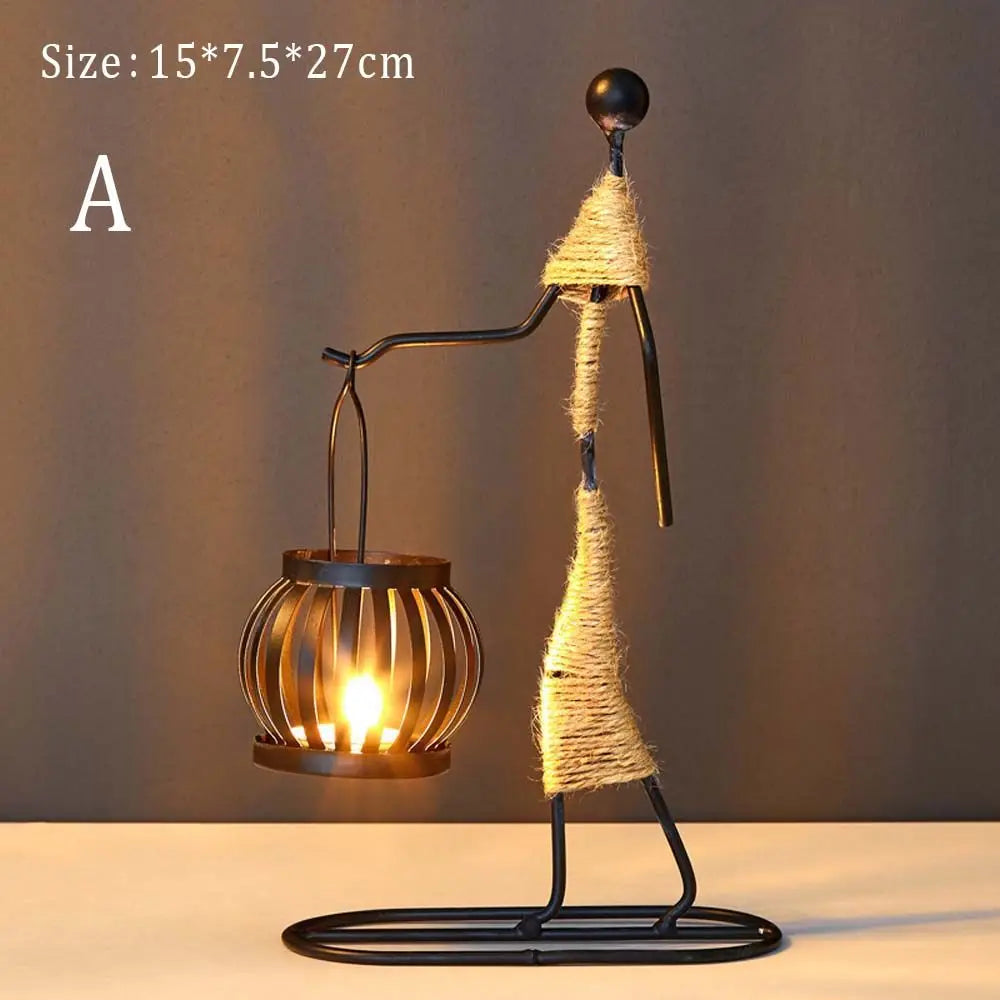 Abstract Metal Candlestick Sculpture