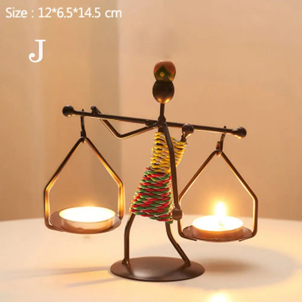 Abstract Metal Candlestick Sculpture