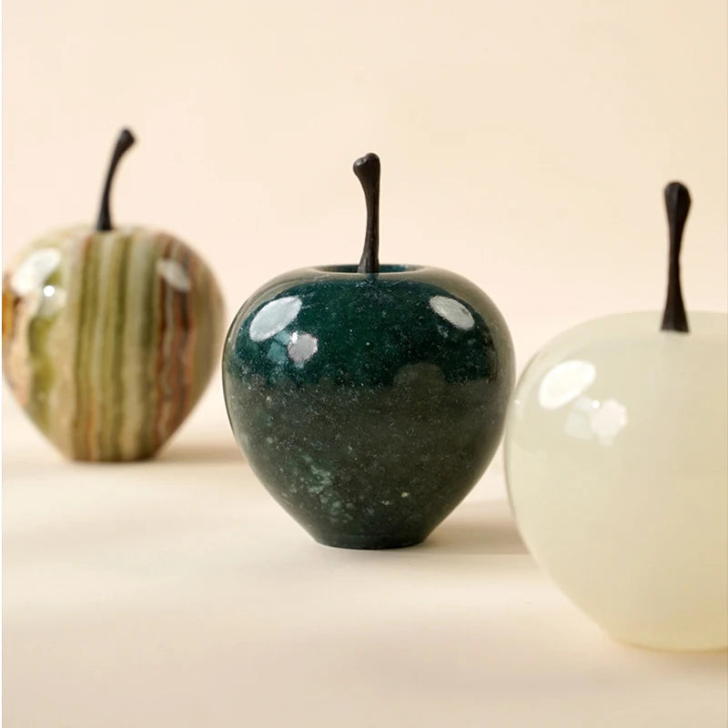 Hand-Carved Crystal Apple Figurine