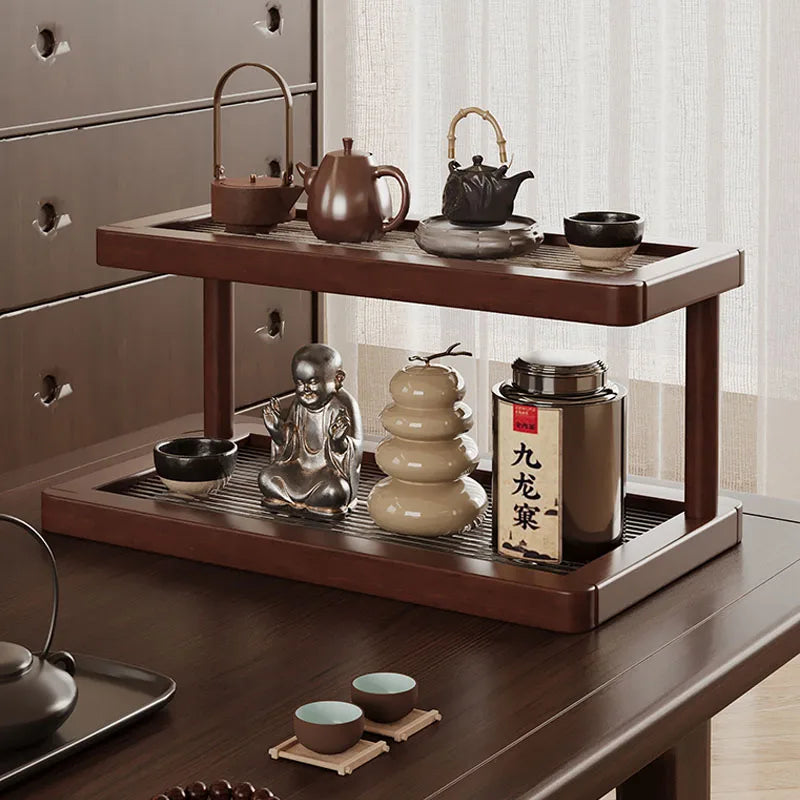 Tiered Bamboo & Acrylic Shelf