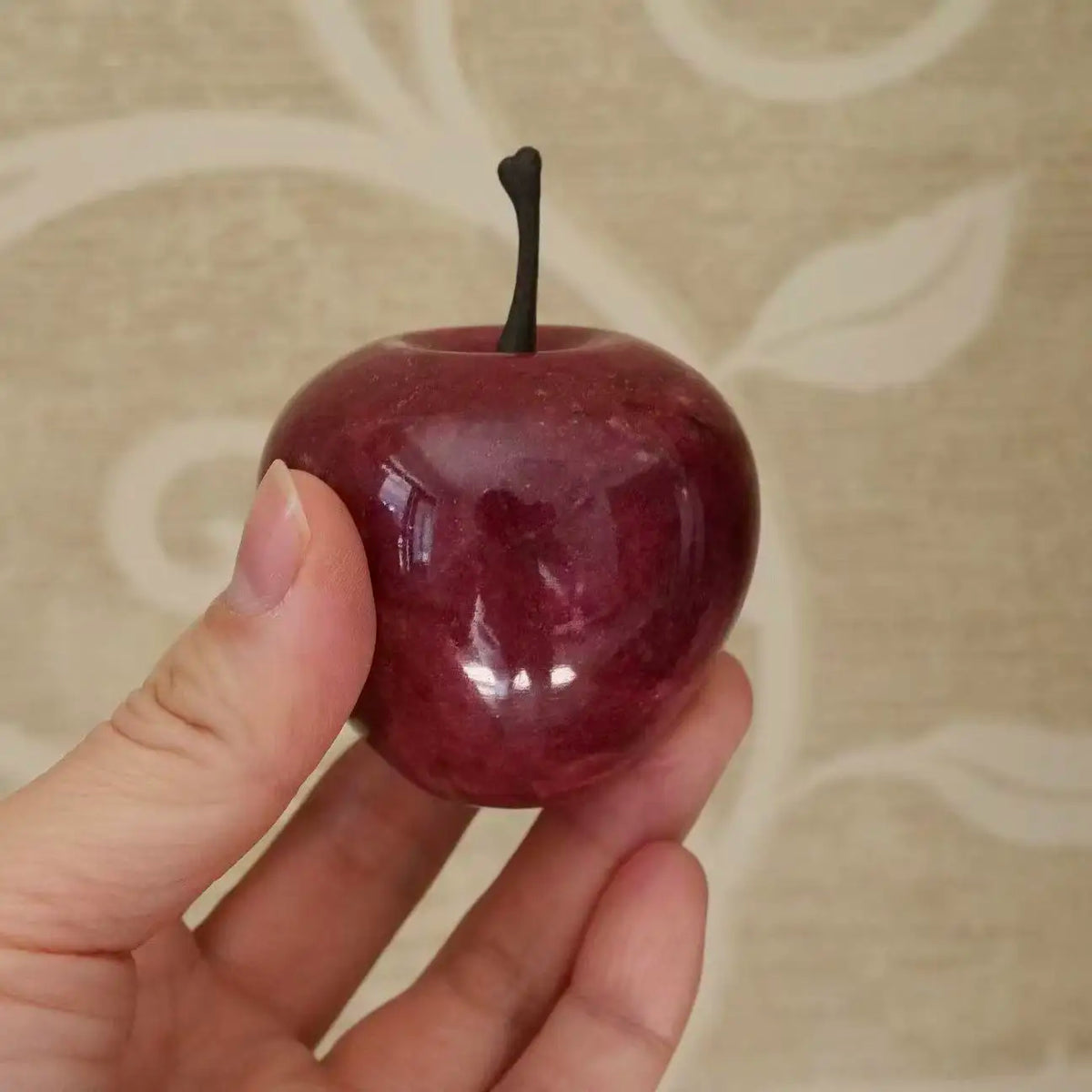 Hand-Carved Crystal Apple Figurine