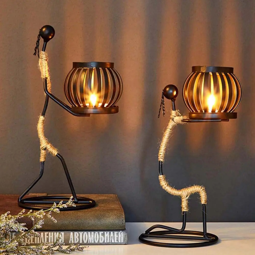 Abstract Metal Candlestick Sculpture