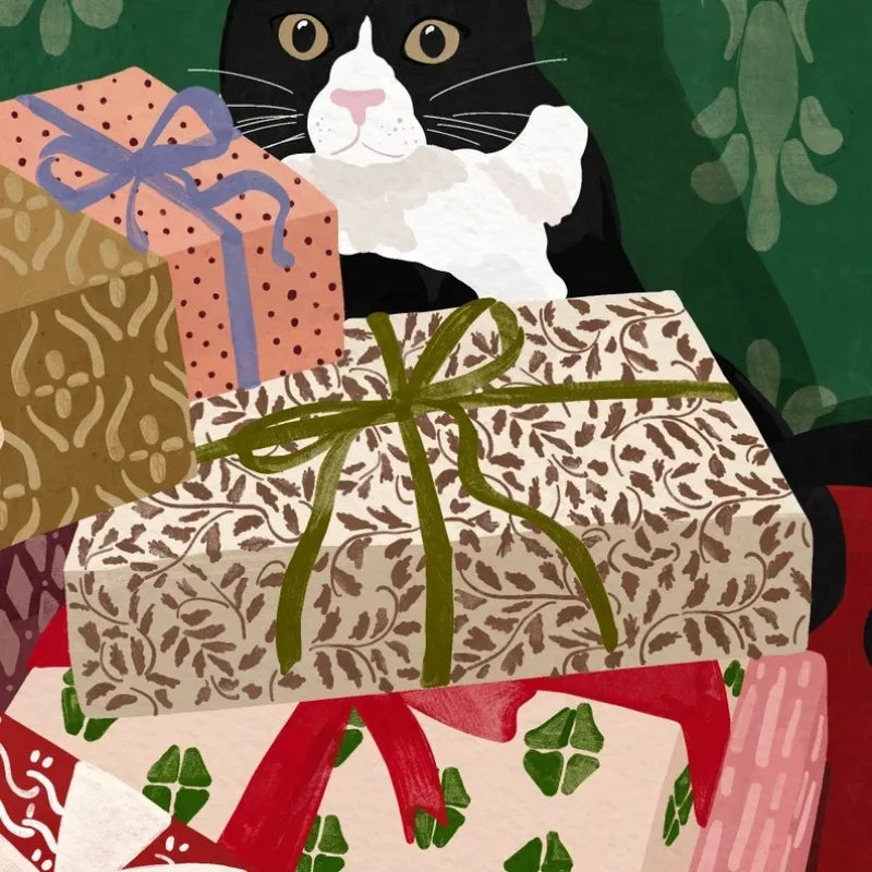 Santa Hat Cat Canvas Art