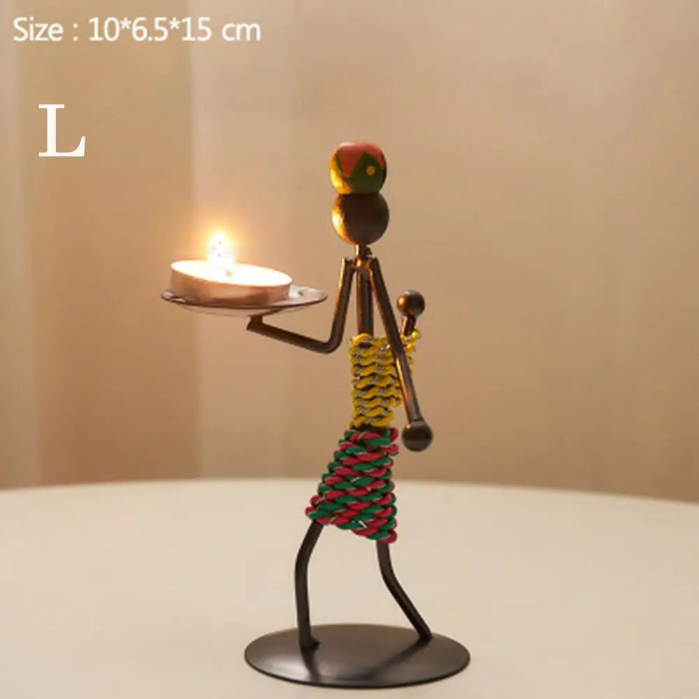 Abstract Metal Candlestick Sculpture