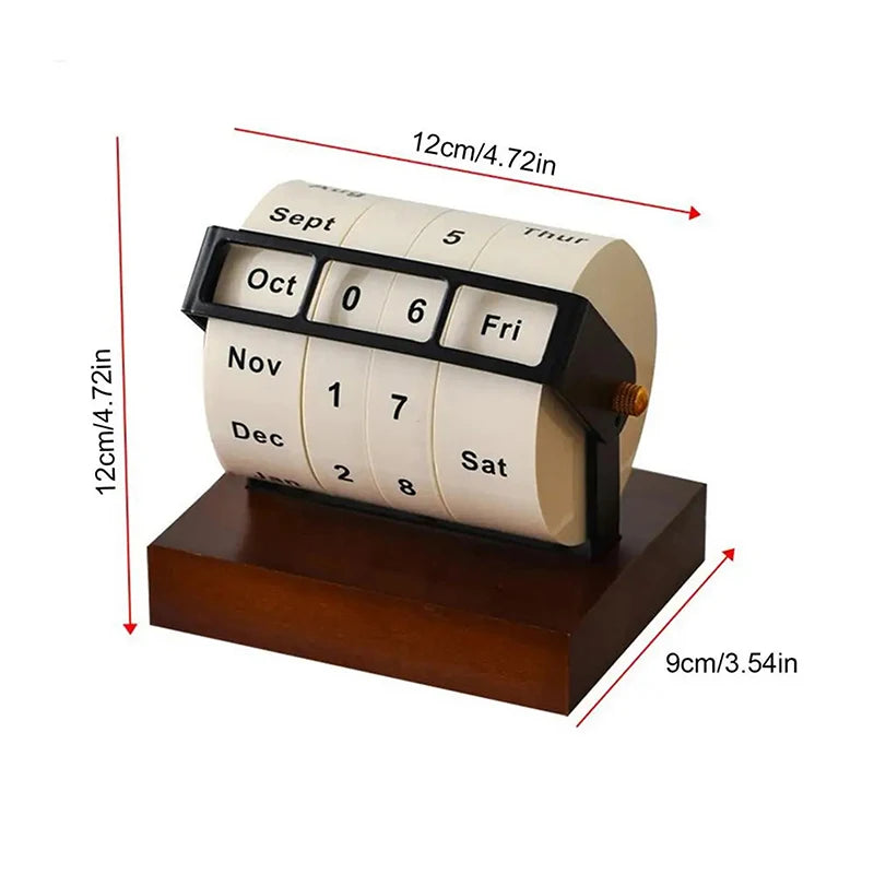 Timeless Wooden Rotary Calendar.