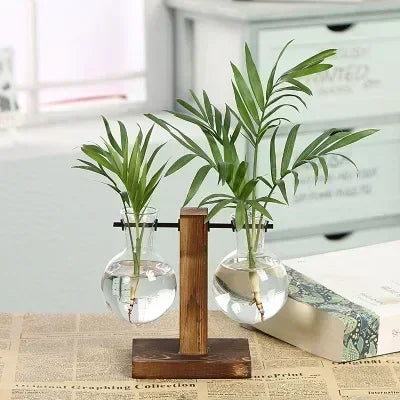 Mini Bulb Glass Terrarium with Wooden Stand