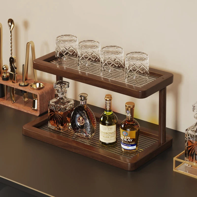 Tiered Bamboo & Acrylic Shelf
