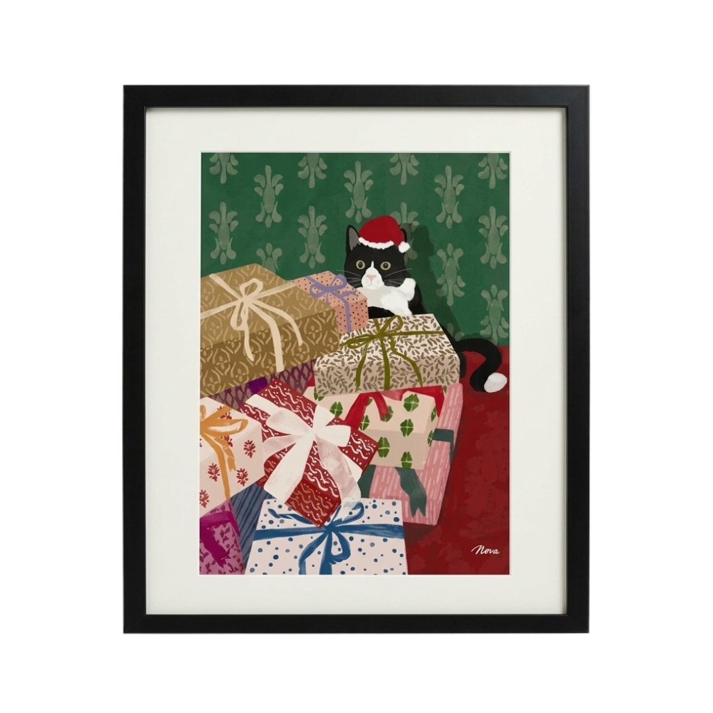 Santa Hat Cat Canvas Art