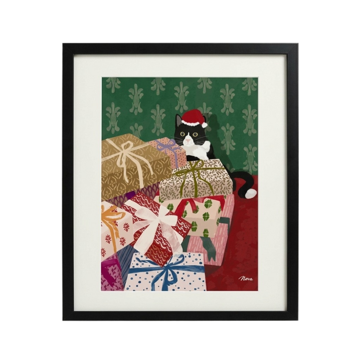 Santa Hat Cat Canvas Art